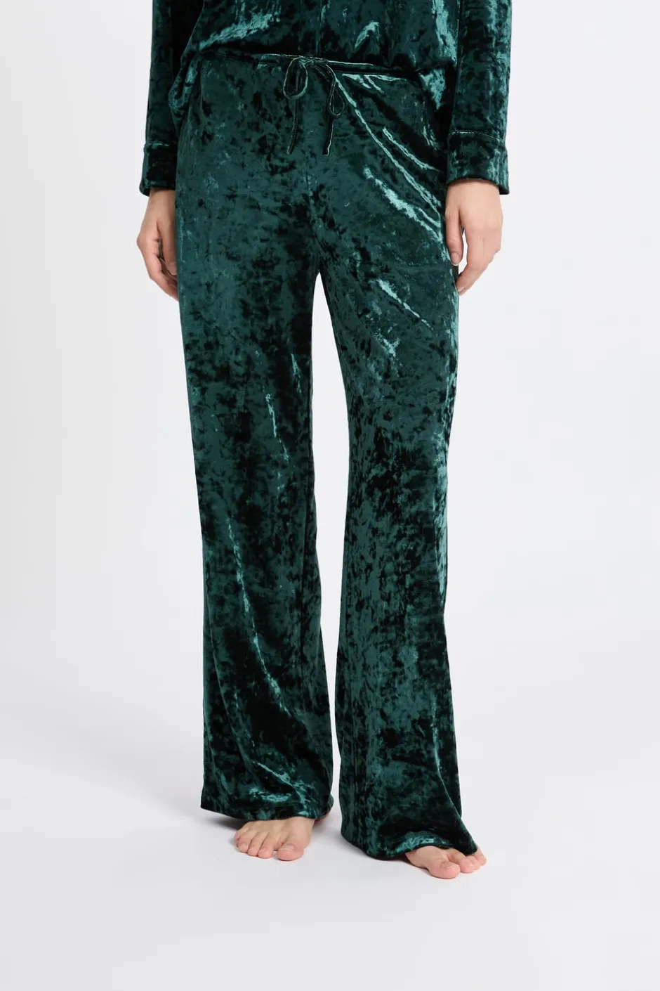 ETAM Partes De Abajo De Pijama|Los Pijamas Más Responsables|Pantalón de pijama con efecto terciopelo ESMERALDA