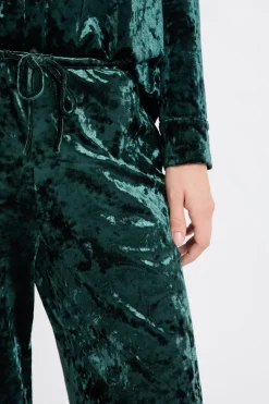 ETAM Partes De Abajo De Pijama|Los Pijamas Más Responsables|Pantalón de pijama con efecto terciopelo ESMERALDA