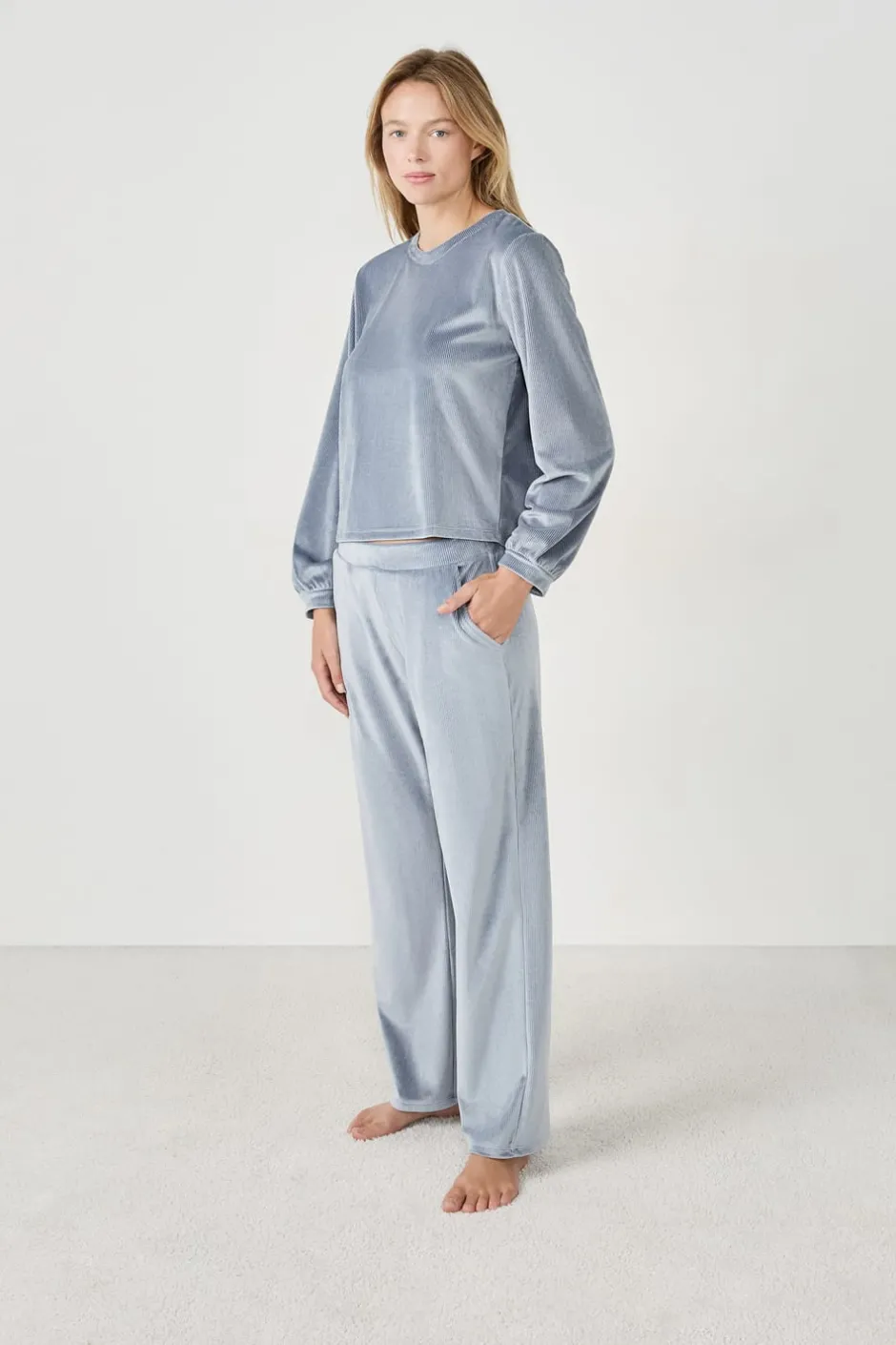 ETAM Pijamas Calentitos|Partes De Abajo De Pijama|Pantalón de pijama con efecto terciopelo AZUL