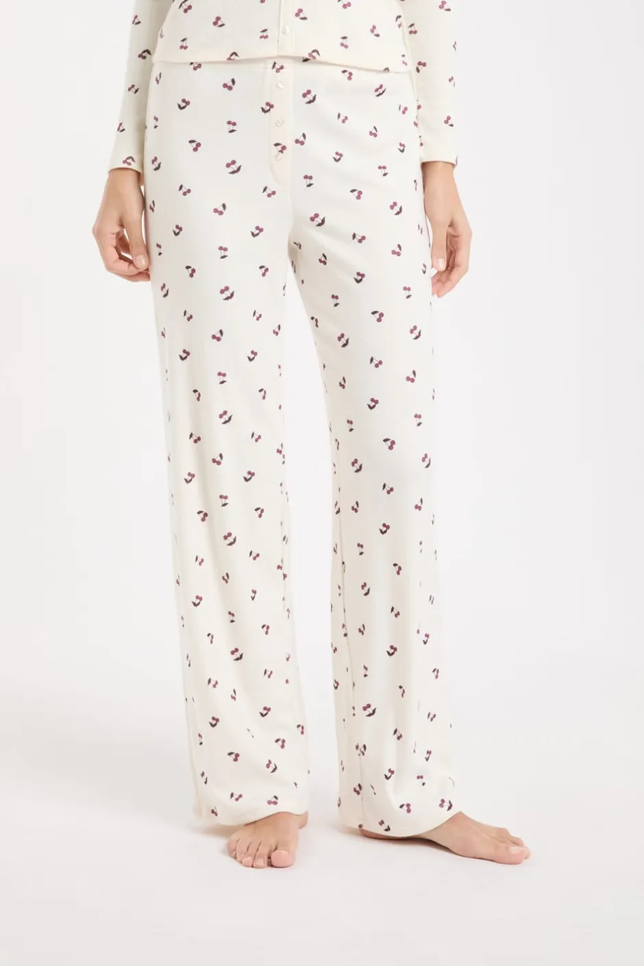 ETAM Los Pijamas Más Responsables|Partes De Abajo De Pijama|Pantalón de pijama con estampado de cerezas lino