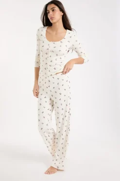 ETAM Los Pijamas Más Responsables|Partes De Abajo De Pijama|Pantalón de pijama con estampado de cerezas lino