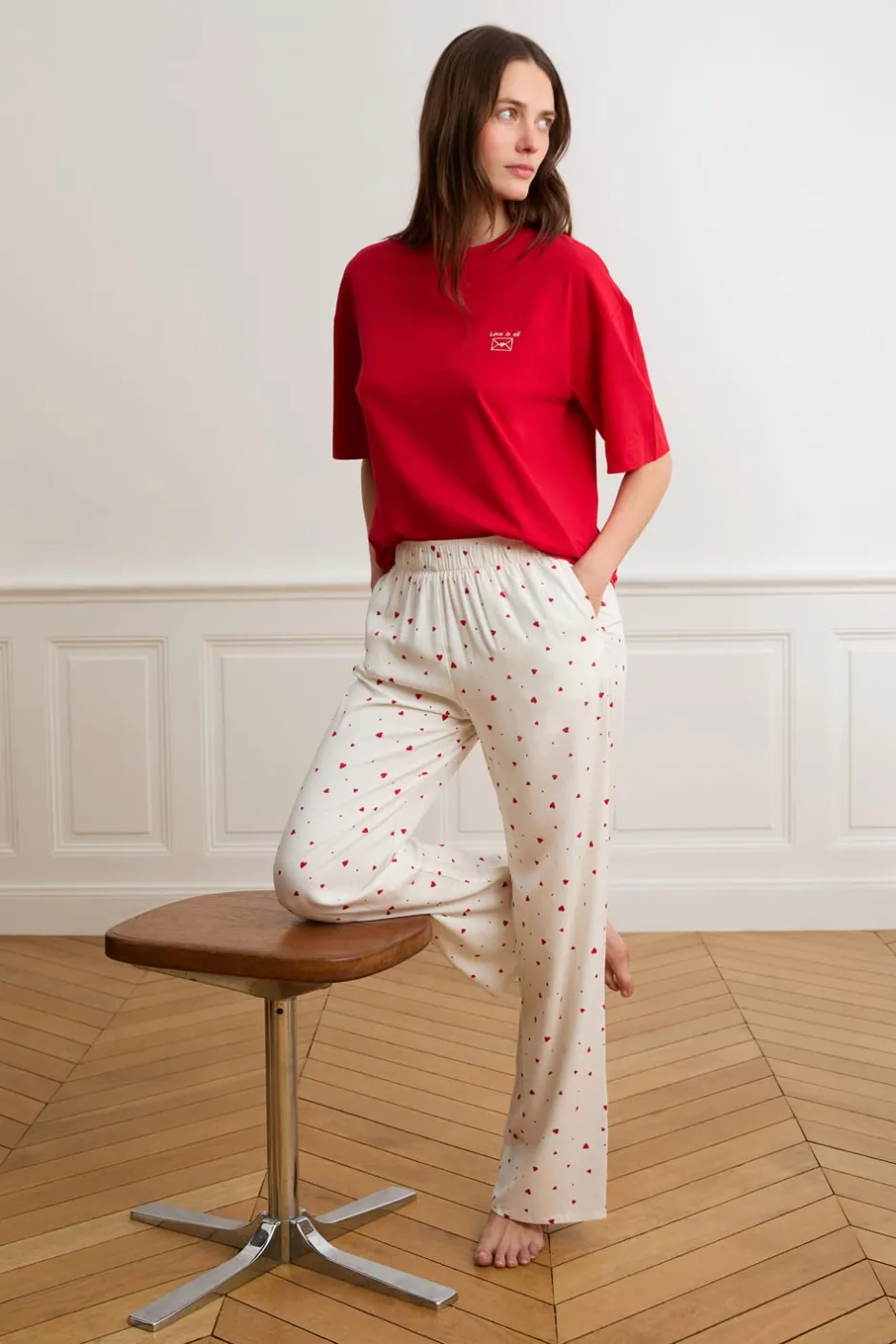 ETAM Los Pijamas Más Responsables|Partes De Abajo De Pijama|Pantalón de pijama con estampado de corazones IMP FD crudo
