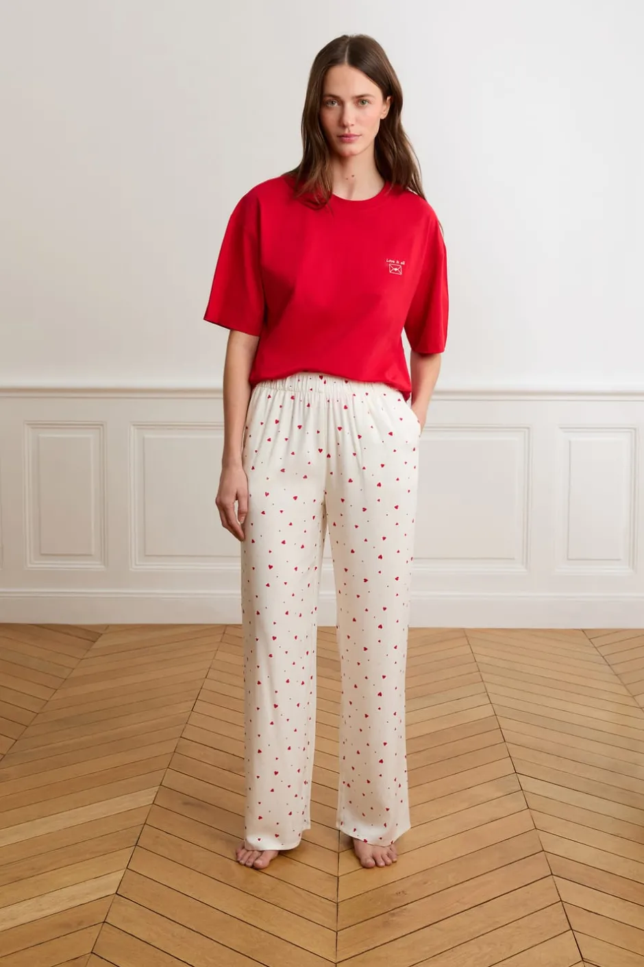 ETAM Los Pijamas Más Responsables|Partes De Abajo De Pijama|Pantalón de pijama con estampado de corazones IMP FD crudo