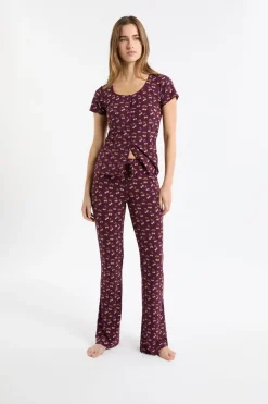 ETAM Los Pijamas Más Responsables|Partes De Abajo De Pijama|Pantalón de pijama con estampado de cerezas VIOLET