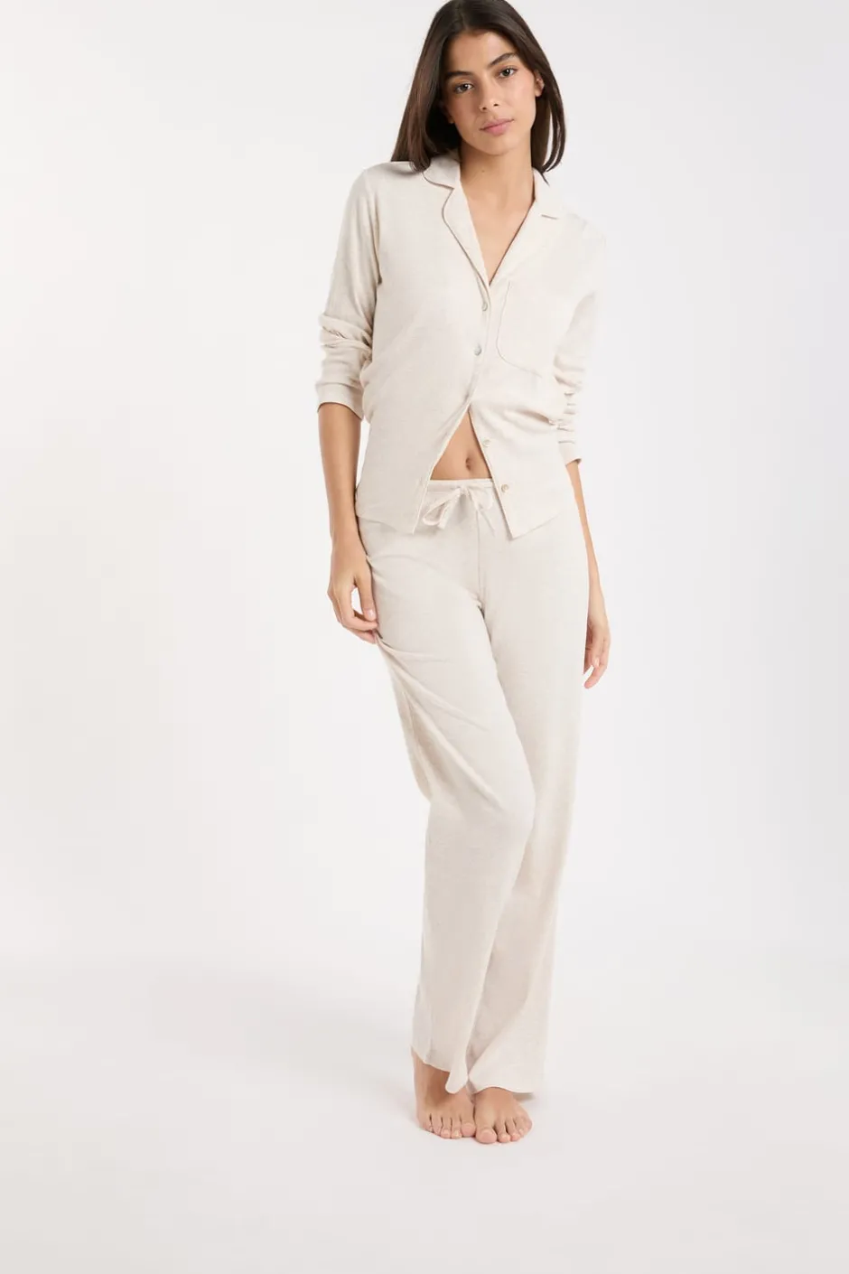 ETAM Los Pijamas Más Responsables|Pijamas Esenciales|Pantalón de pijama de algodón BEIGE