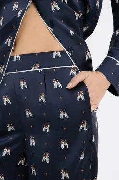 ETAM Partes De Abajo De Pijama|Pantalón de pijama de satén con estampado de perros IMP FD marino