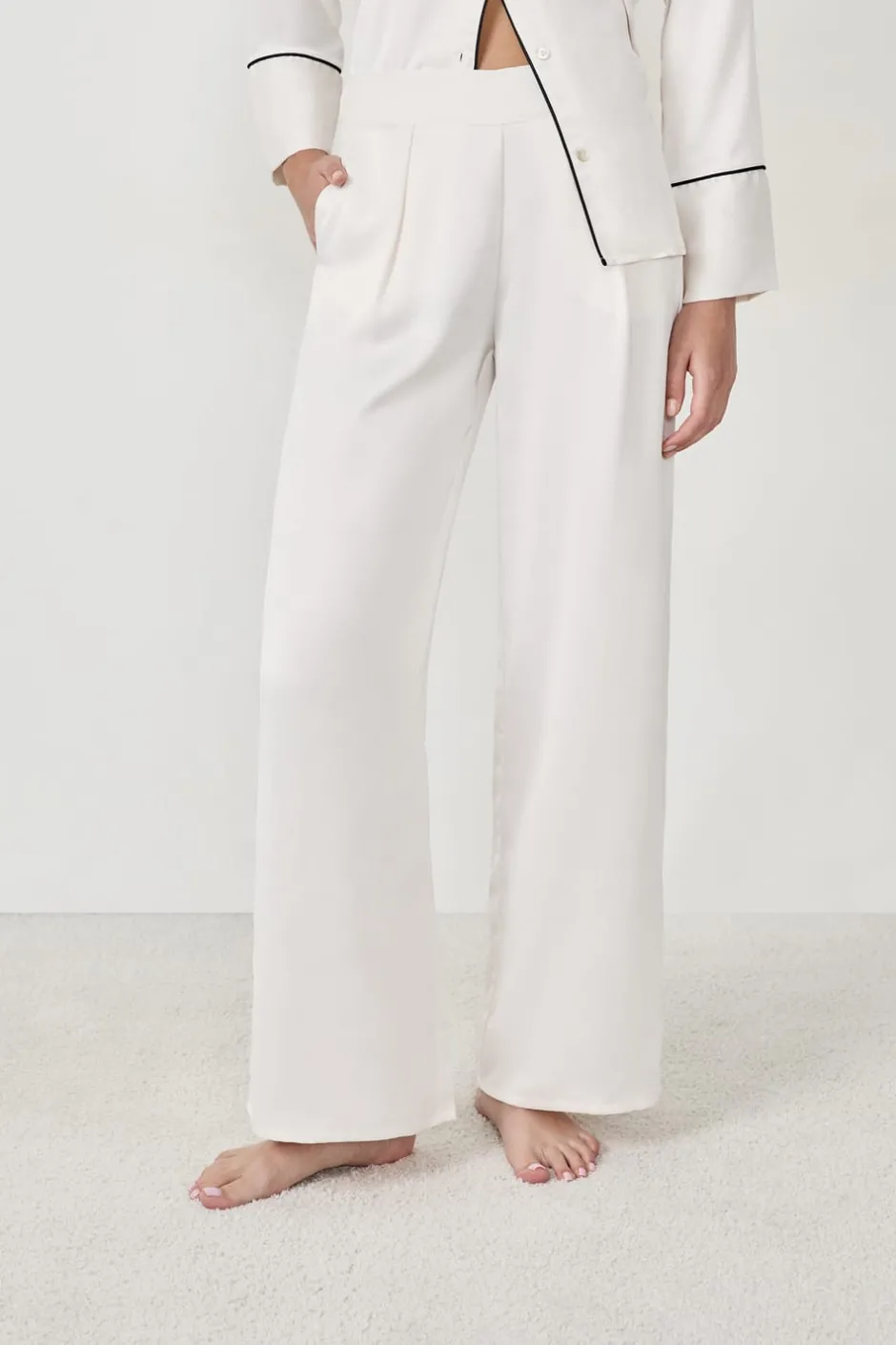 ETAM Pijamas Para Novias|Partes De Abajo De Pijama|Pantalón de pijama de satén CRUDO