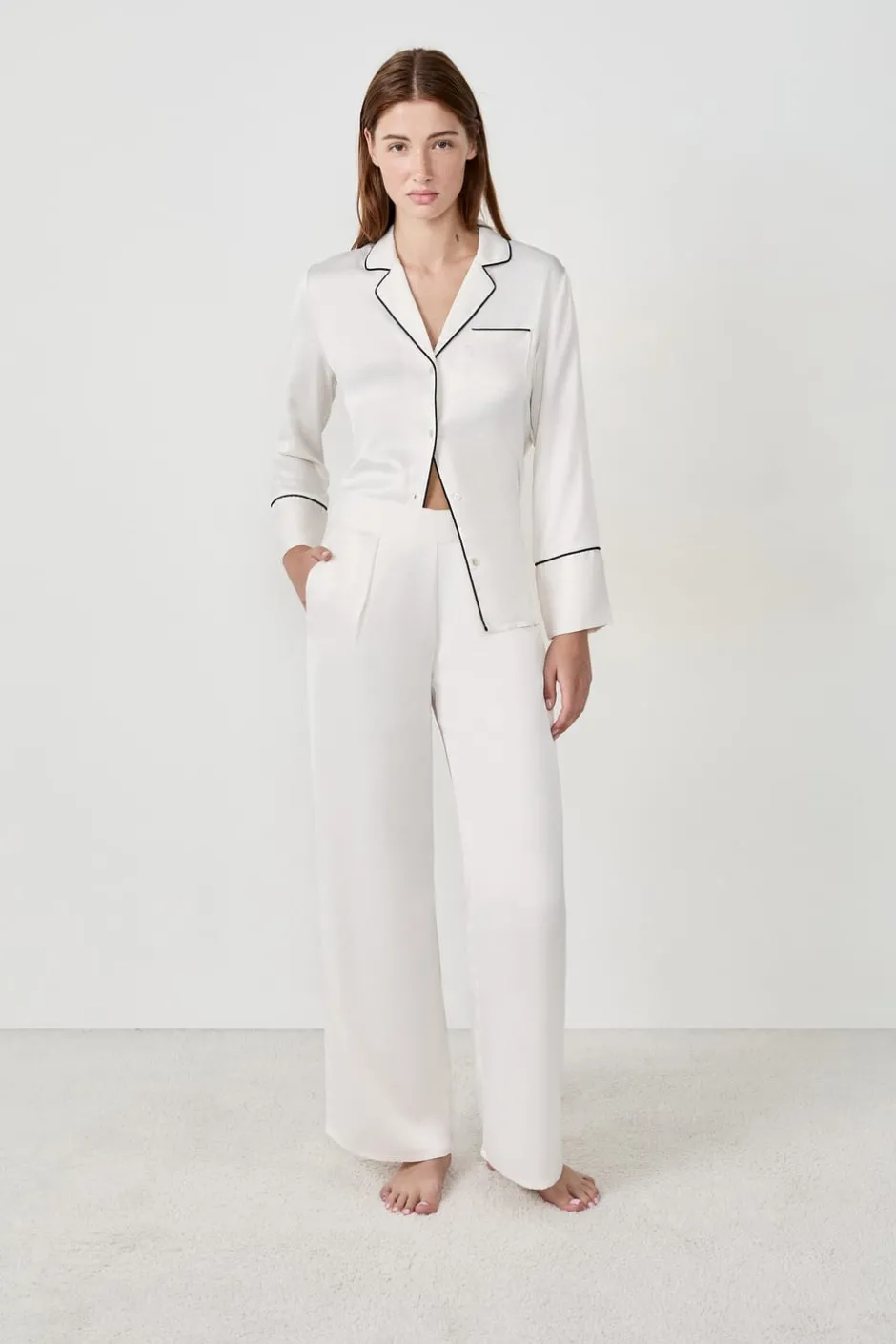 ETAM Pijamas Para Novias|Partes De Abajo De Pijama|Pantalón de pijama de satén CRUDO