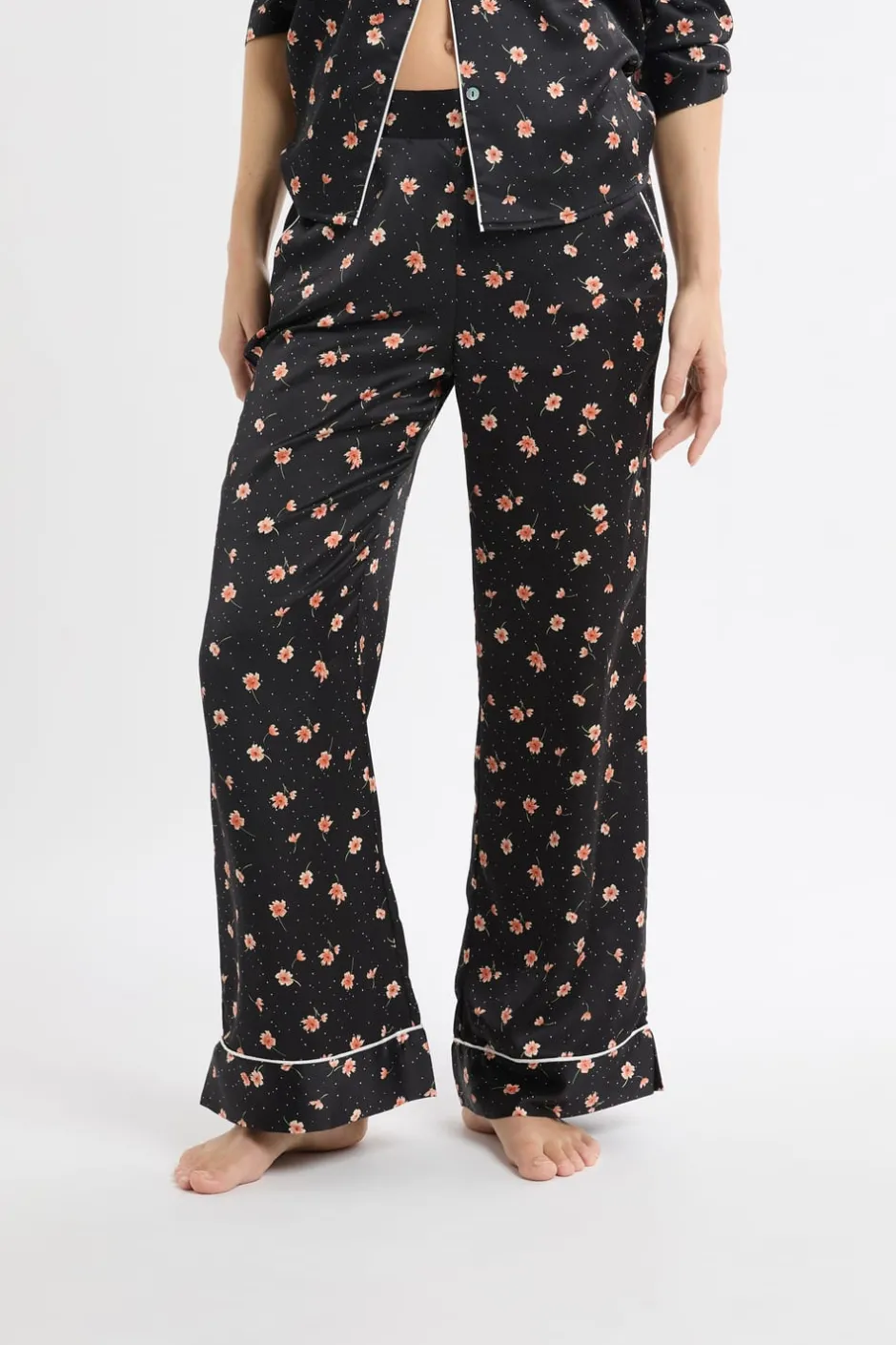 ETAM Partes De Abajo De Pijama|Pantalón de pijama de satén con estampado floral MULTICOLOR