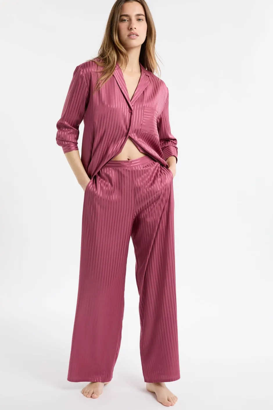 ETAM Los Pijamas Más Responsables|Partes De Abajo De Pijama|Pantalón de pijama de satén a rayas PETUNIA