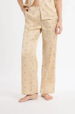 ETAM Partes De Abajo De Pijama|Pantalón de pijama de satén con estampado de perros IMP FONDO ROSA