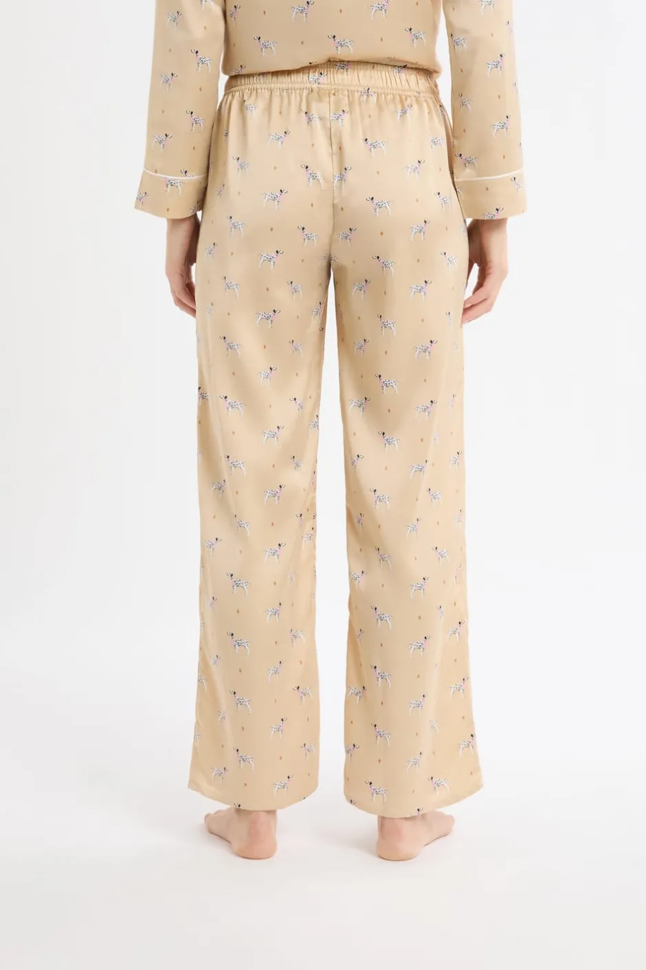 ETAM Partes De Abajo De Pijama|Pantalón de pijama de satén con estampado de perros IMP FONDO ROSA