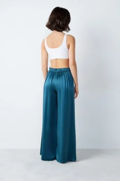 ETAM Pijamas De Seda|Partes De Abajo De Pijama|Pantalón de pijama de seda AZUL PETR&Oacute;LEO