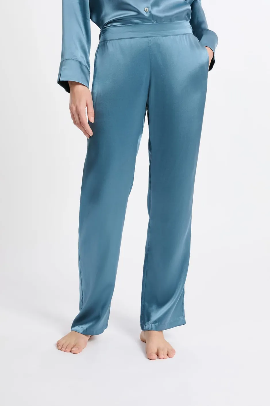 ETAM Pijamas De Seda|Partes De Abajo De Pijama|Pantalón de pijama de seda AZUL OSCURO