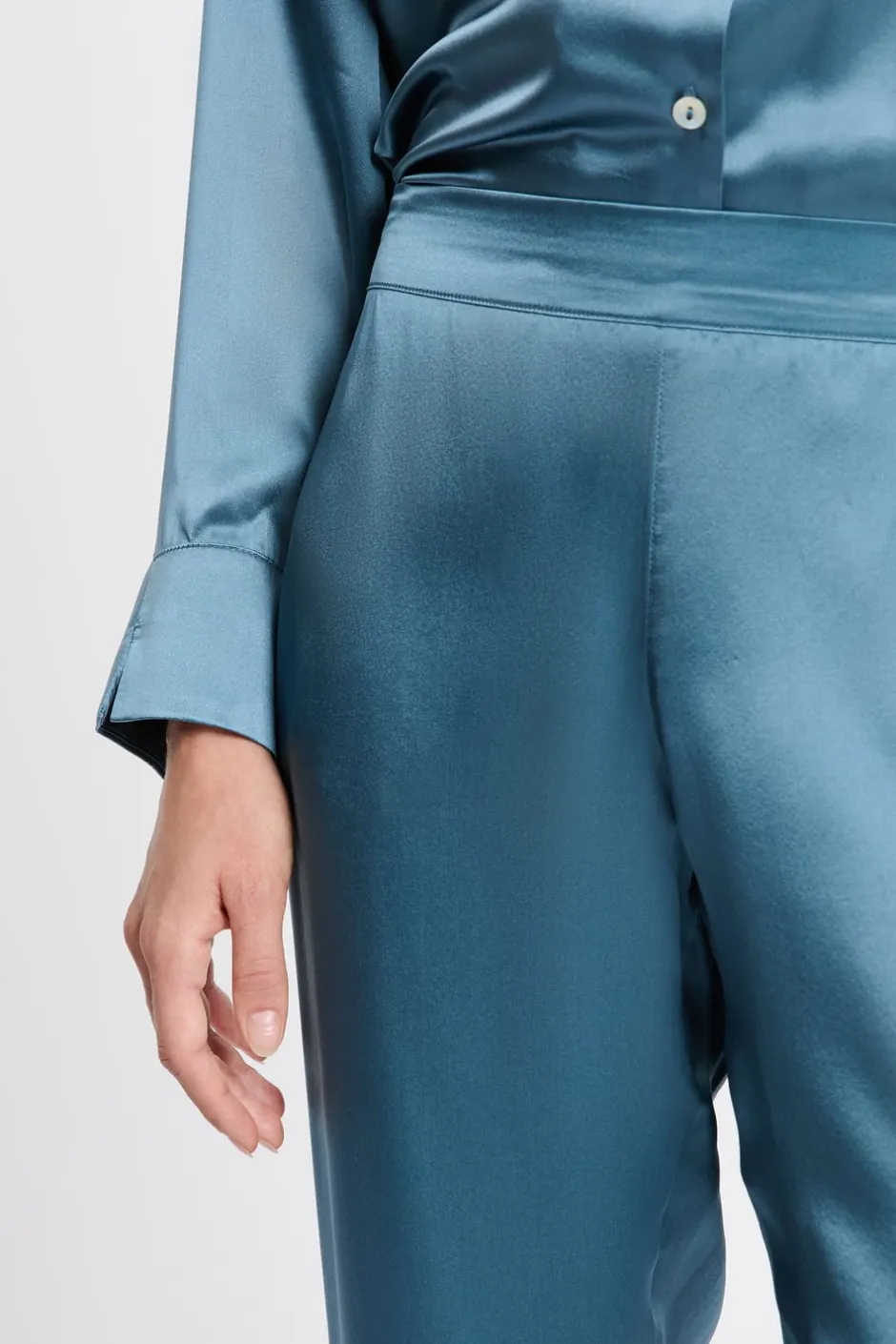 ETAM Pijamas De Seda|Partes De Abajo De Pijama|Pantalón de pijama de seda AZUL OSCURO