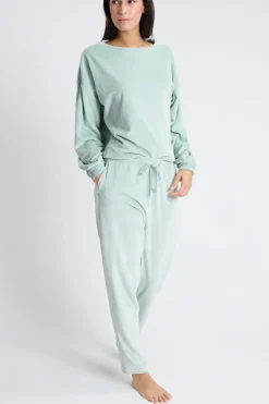 ETAM Pijamas Calentitos|Partes De Abajo De Pijama|Pantalón de pijama de terciopelo VERDE AGUA