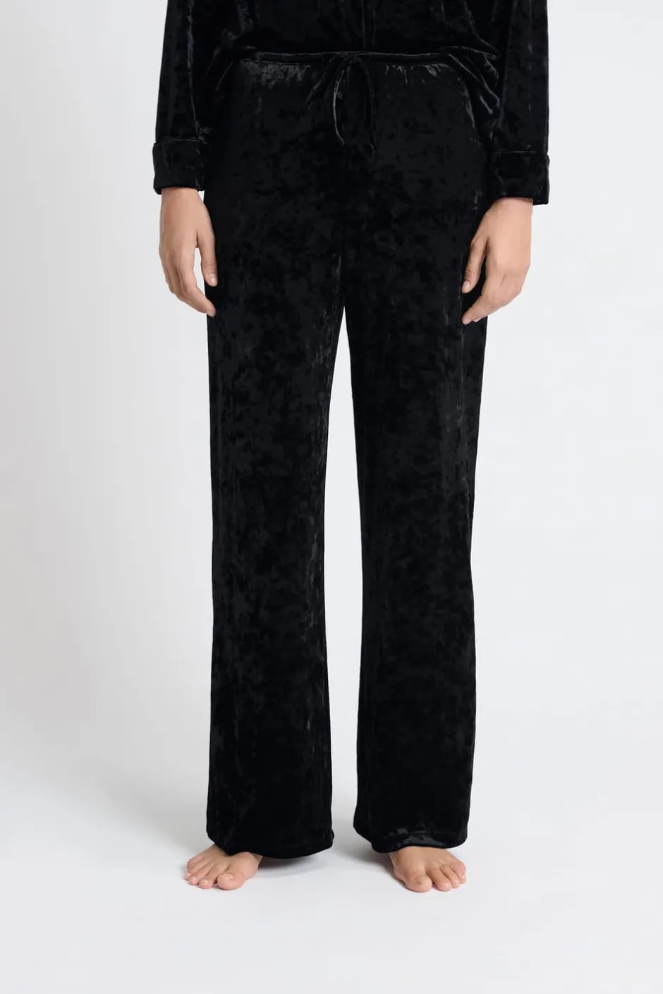 ETAM Partes De Abajo De Pijama|Los Pijamas Más Responsables|Pantalón de pijama de terciopelo NEGRO