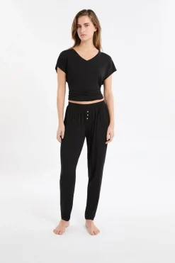 ETAM Pijamas Esenciales|Partes De Abajo De Pijama|Pantalón de pijama liso NEGRO