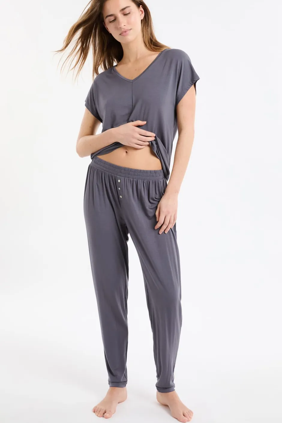 ETAM Pijamas Esenciales|Partes De Abajo De Pijama|Pantalón de pijama liso ANTRACITA