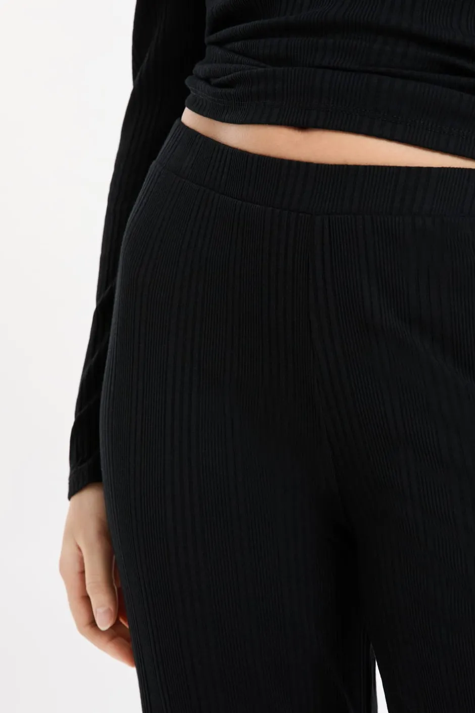 ETAM Homewear|Pijamas Esenciales|Pantalón de pijama Richelieu de punto elástico NEGRO