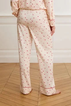 ETAM Los Pijamas Más Responsables|Partes De Abajo De Pijama|Pantalón de pijama satinados con estampado de besos IMP FOND ROSA