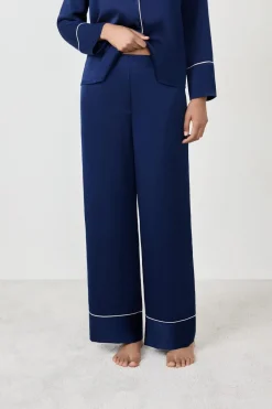 ETAM Partes De Abajo De Pijama|Los Pijamas Más Responsables|Pantalón de pijama satinados AZUL MARINO