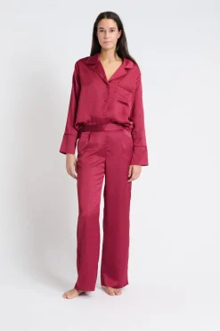 ETAM Partes De Abajo De Pijama|Los Pijamas Más Responsables|Pantalón de pijama satinado estampado ROJO