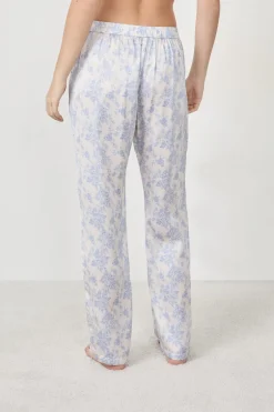 ETAM Partes De Abajo De Pijama|Pantalón de pijama satinado ESTAMPADO FONDO BLANCO