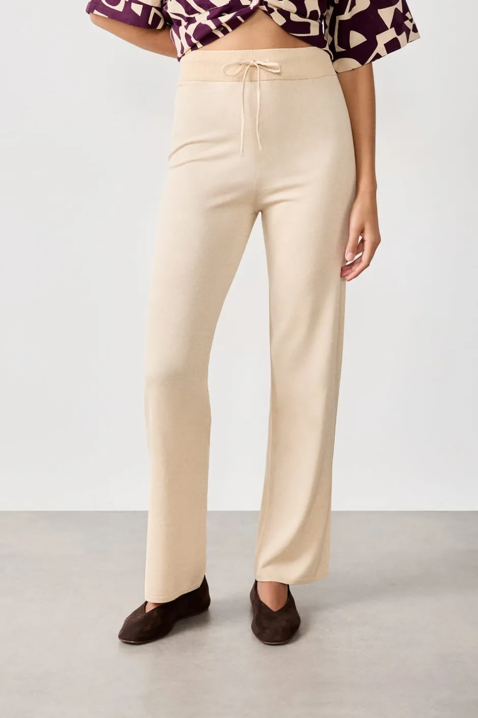 ETAM Corte Recto|Pantalón de punto BEIGE