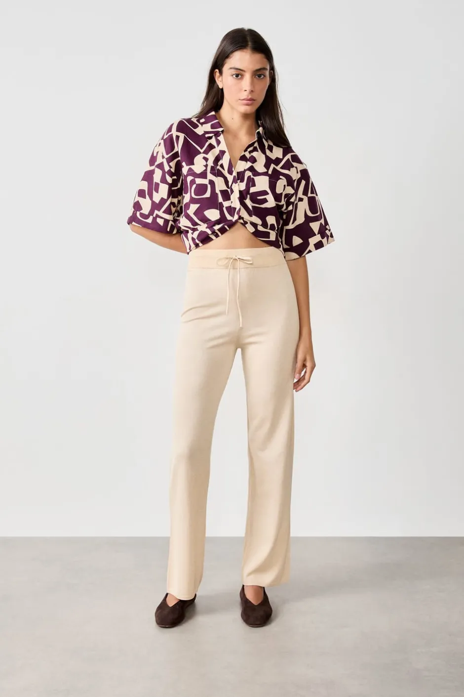 ETAM Corte Recto|Pantalón de punto BEIGE