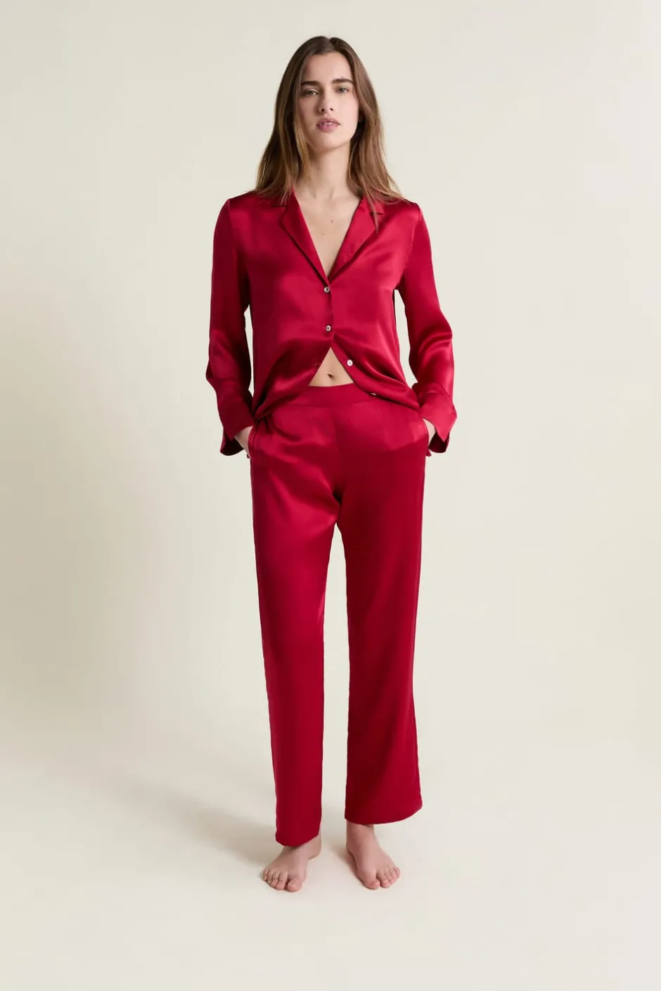 ETAM Pijamas De Seda|Partes De Abajo De Pijama|Pantalón de seda CARDINAL