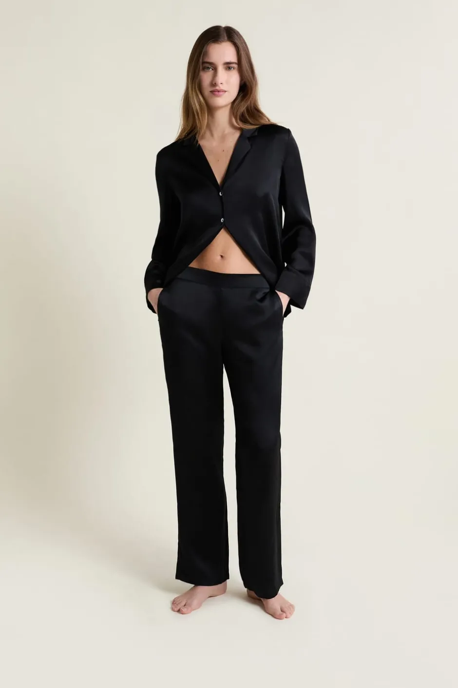 ETAM Pijamas De Seda|Partes De Abajo De Pijama|Pantalón de seda NEGRO