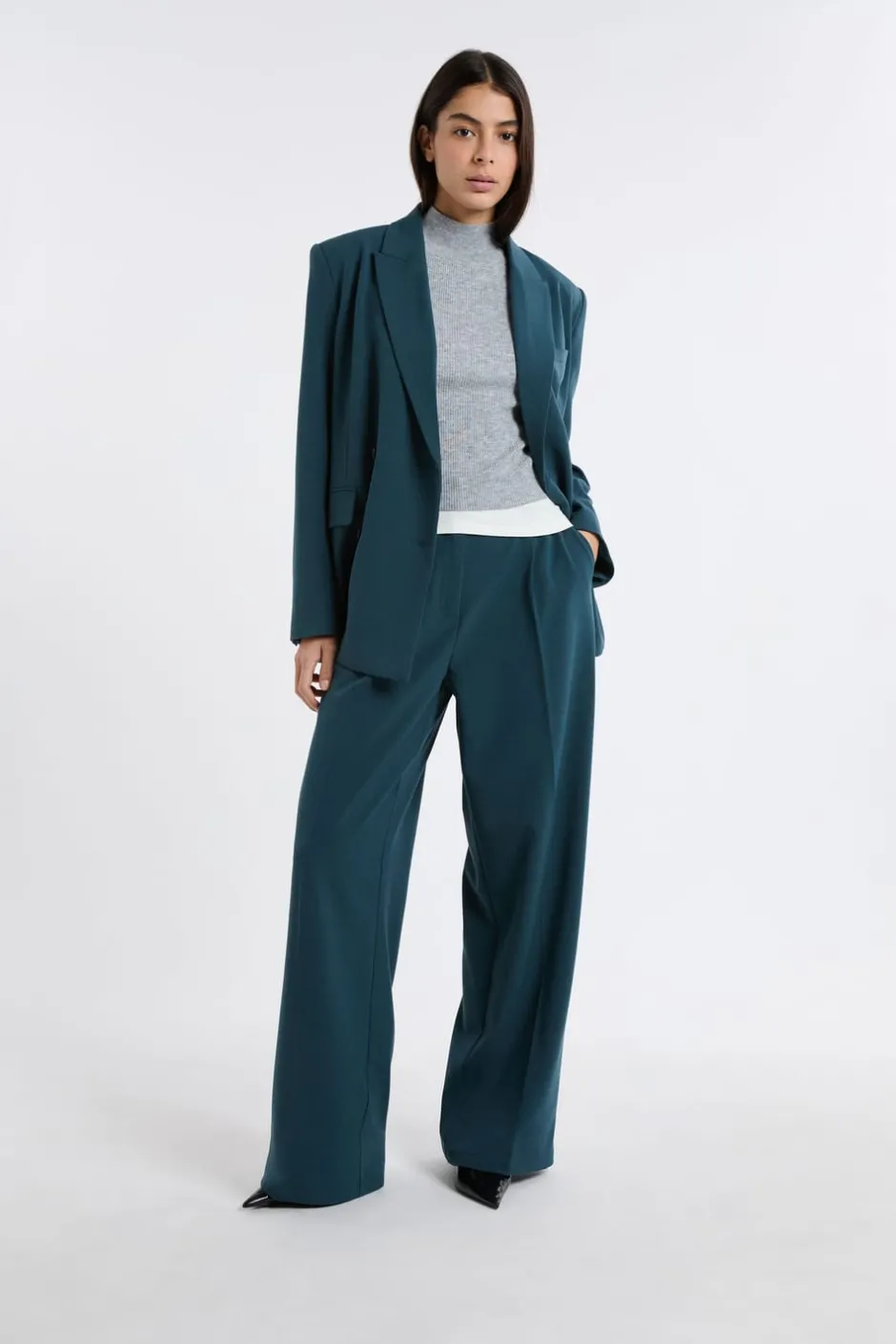 ETAM Corte Ancho|Pantalones|Pantalón de traje ancho VERDE PATO