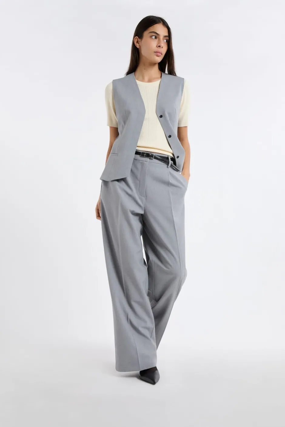 ETAM Corte Ancho|Pantalones|Pantalón de traje ancho GRIS