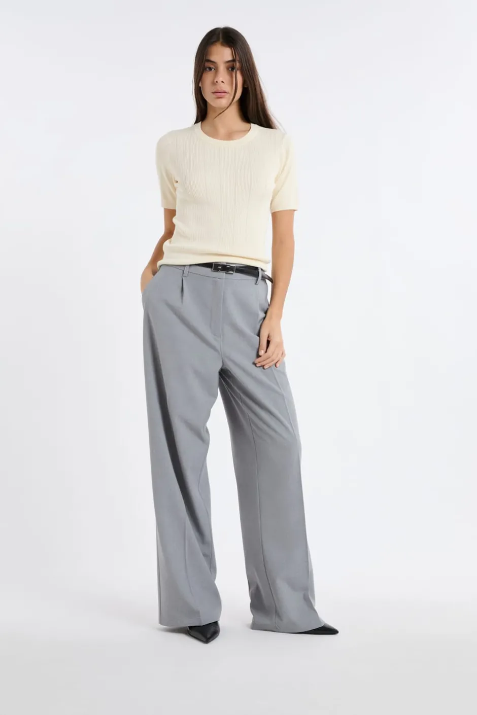 ETAM Corte Ancho|Pantalones|Pantalón de traje ancho GRIS