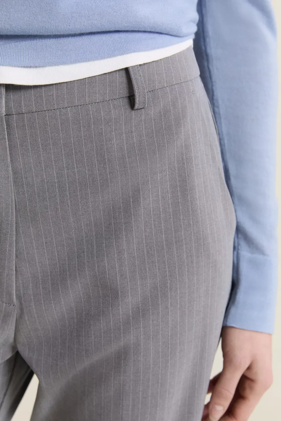 ETAM Corte Recto|Pantalones|Pantalón de vestir a rayas GRIS