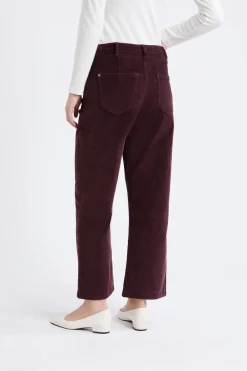 ETAM Corte Recto|Pantalones|Pantalón recto de algodón con efecto terciopelo CHOCOLATE
