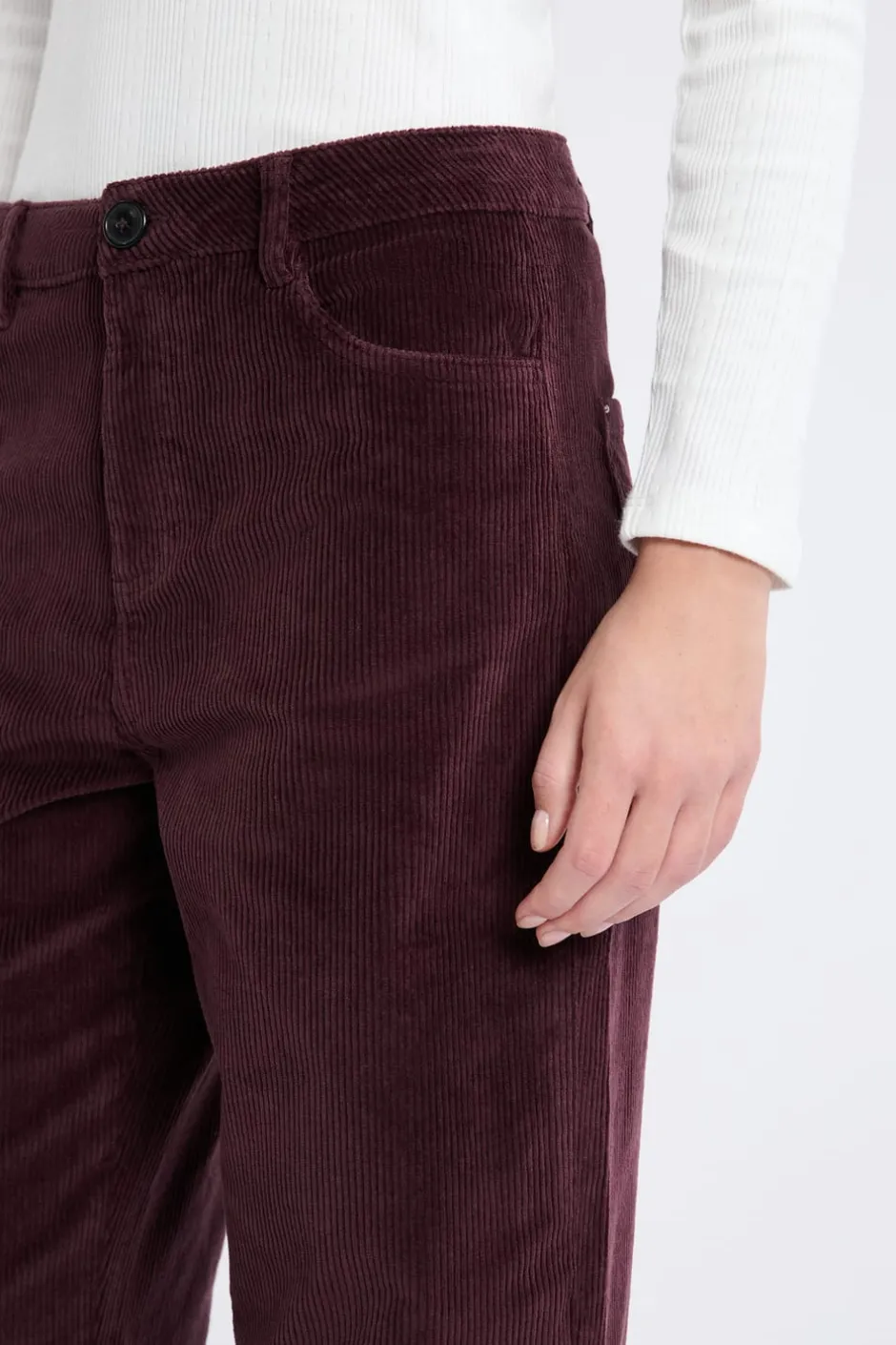 ETAM Corte Recto|Pantalones|Pantalón recto de algodón con efecto terciopelo CHOCOLATE