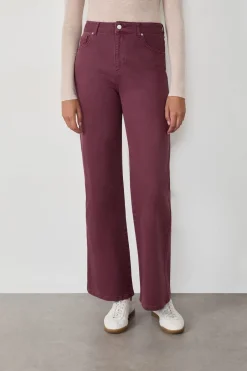 ETAM Corte Ancho|Pantalón rectos de algodón BURDEOS GRANATE