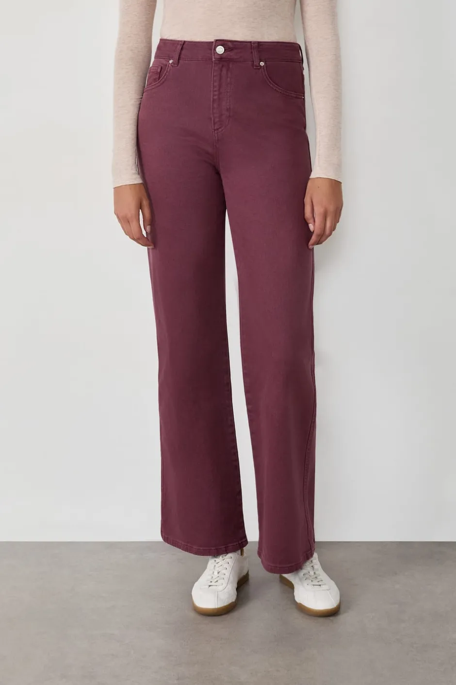 ETAM Corte Ancho|Pantalón rectos de algodón BURDEOS GRANATE