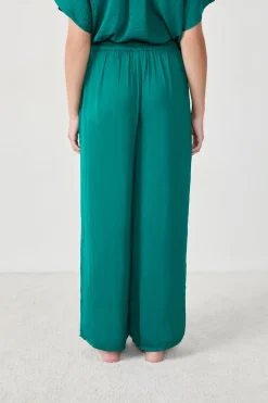 ETAM Partes De Abajo De Pijama|Pantalón satinado de corte ancho VERDE
