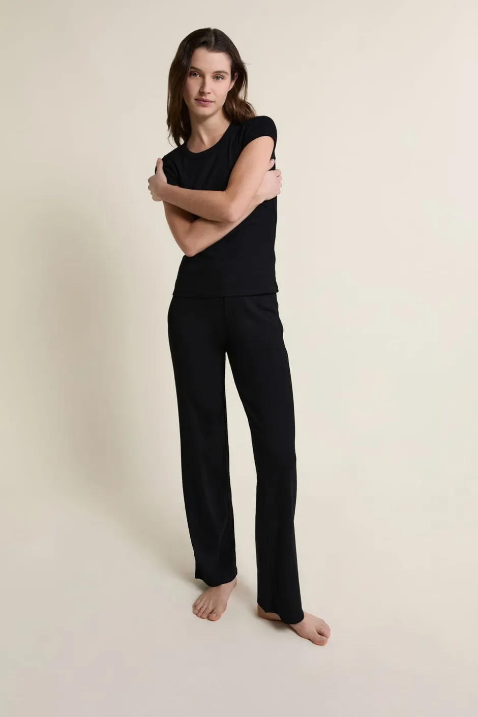 ETAM Los Pijamas Más Responsables|Pijamas Esenciales|Pantalon de pyjama avec coton NOIR