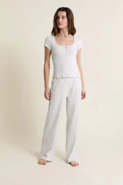 ETAM Los Pijamas Más Responsables|Pijamas Esenciales|Pantalon de pyjama en coton en pointelle GRIS