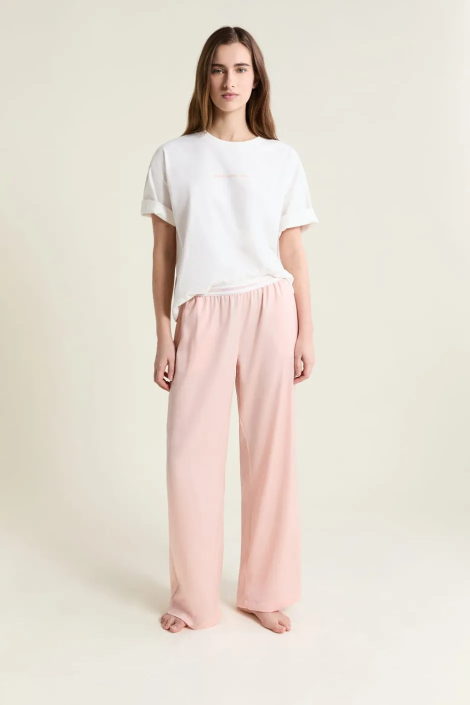 ETAM Los Pijamas Más Responsables|Partes De Abajo De Pijama|Pantalon de pyjama taille élastique "move, smile, sleep" ROSE POUDRE
