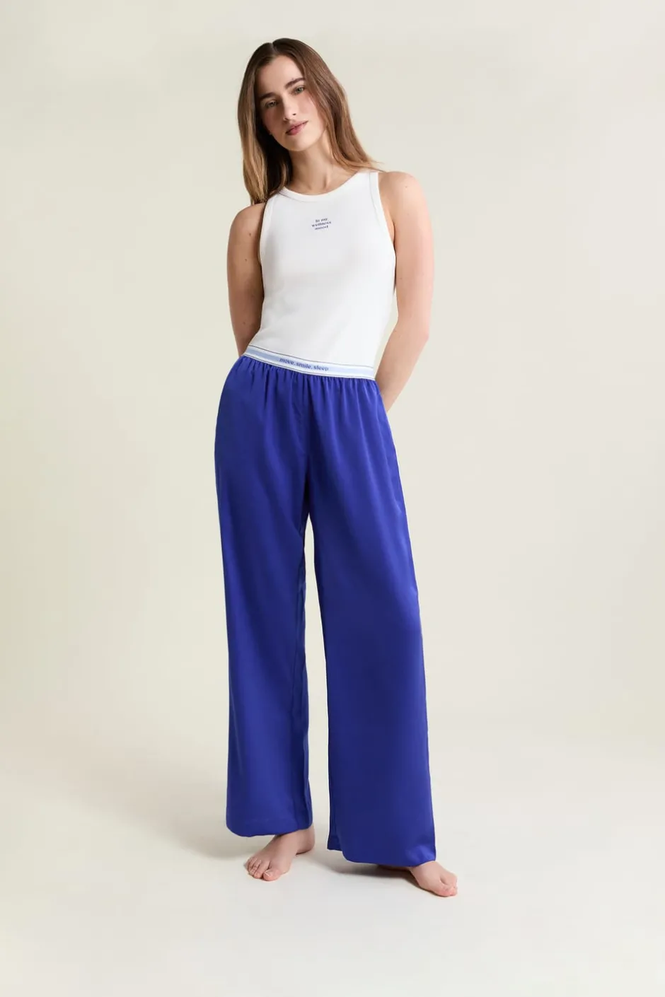 ETAM Los Pijamas Más Responsables|Partes De Abajo De Pijama|Pantalon de pyjama taille élastique "move, smile, sleep" BLEU ROYAL