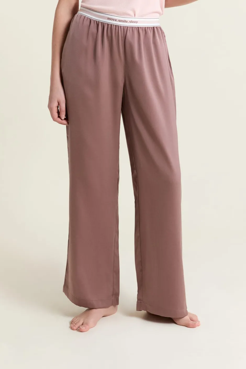ETAM Los Pijamas Más Responsables|Partes De Abajo De Pijama|Pantalon de pyjama taille élastique "move, smile, sleep" CHOCOLAT