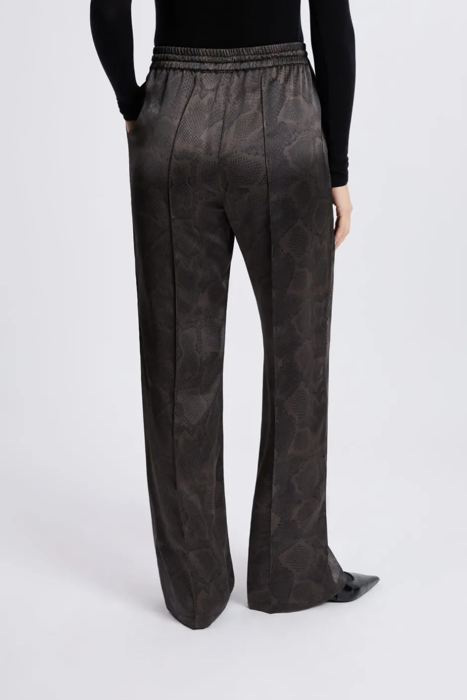 ETAM Corte Ancho|Pantalones|Pantalon large satiné à imprimé serpent IMP FD BRIQUE
