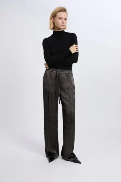 ETAM Corte Ancho|Pantalones|Pantalon large satiné à imprimé serpent IMP FD BRIQUE