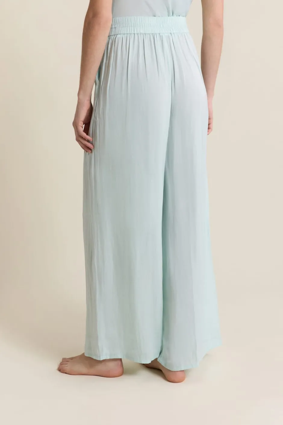 ETAM Partes De Abajo De Pijama|Pantalon satiné coupe large BLEU VERT