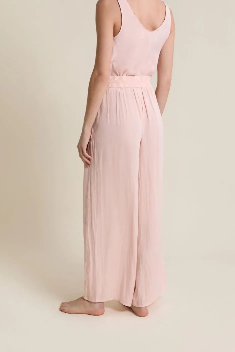 ETAM Partes De Abajo De Pijama|Pantalon satiné coupe large ROSE POUDRE